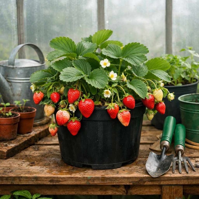 strawberry in a greenhouse