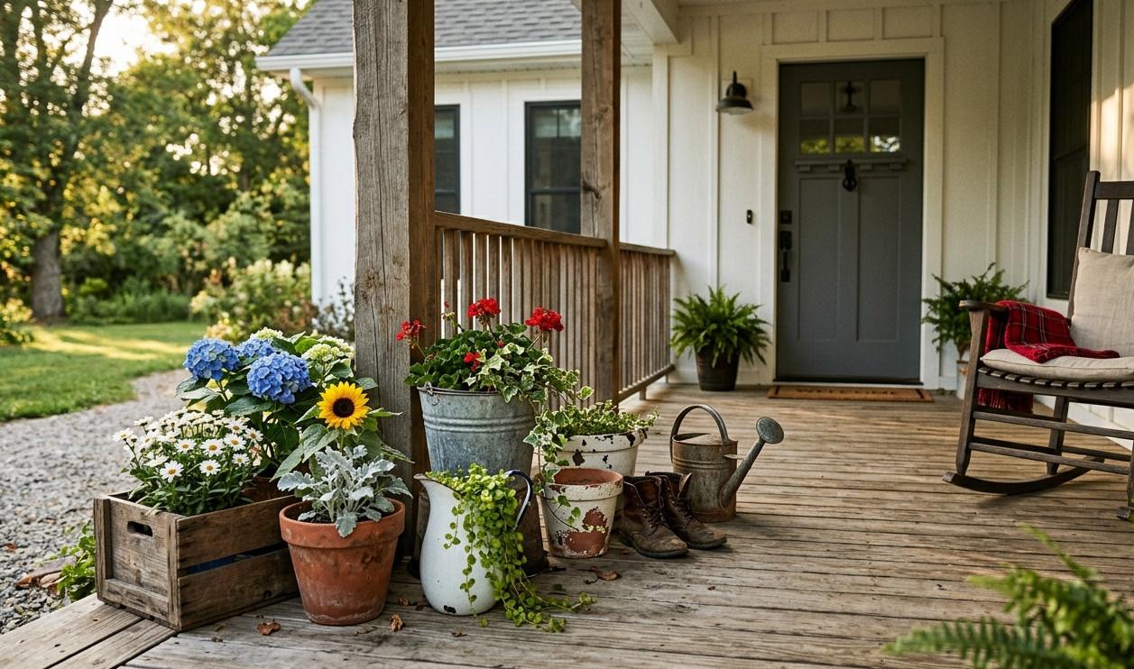 37 Beautiful Front Porch Flower Pots Ideas - Homestead Gardener