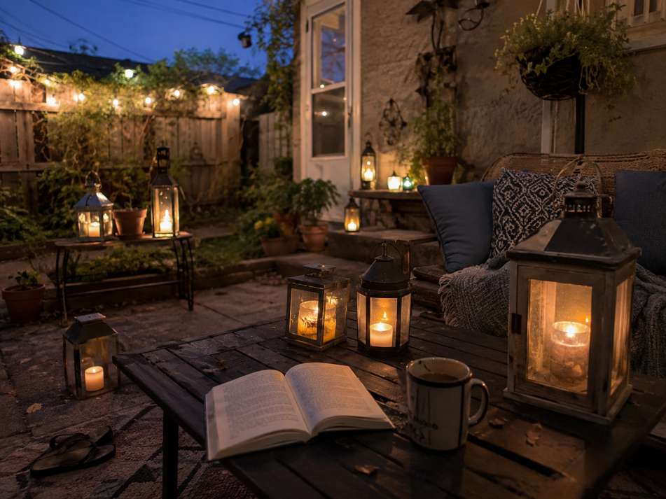 DIY outdoor lantern setup